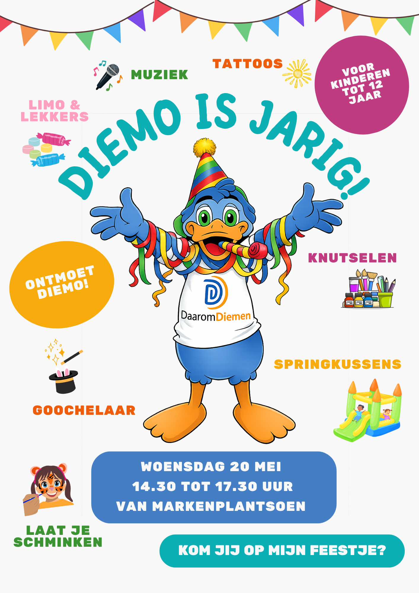 Flyer Diemo's verjaardag